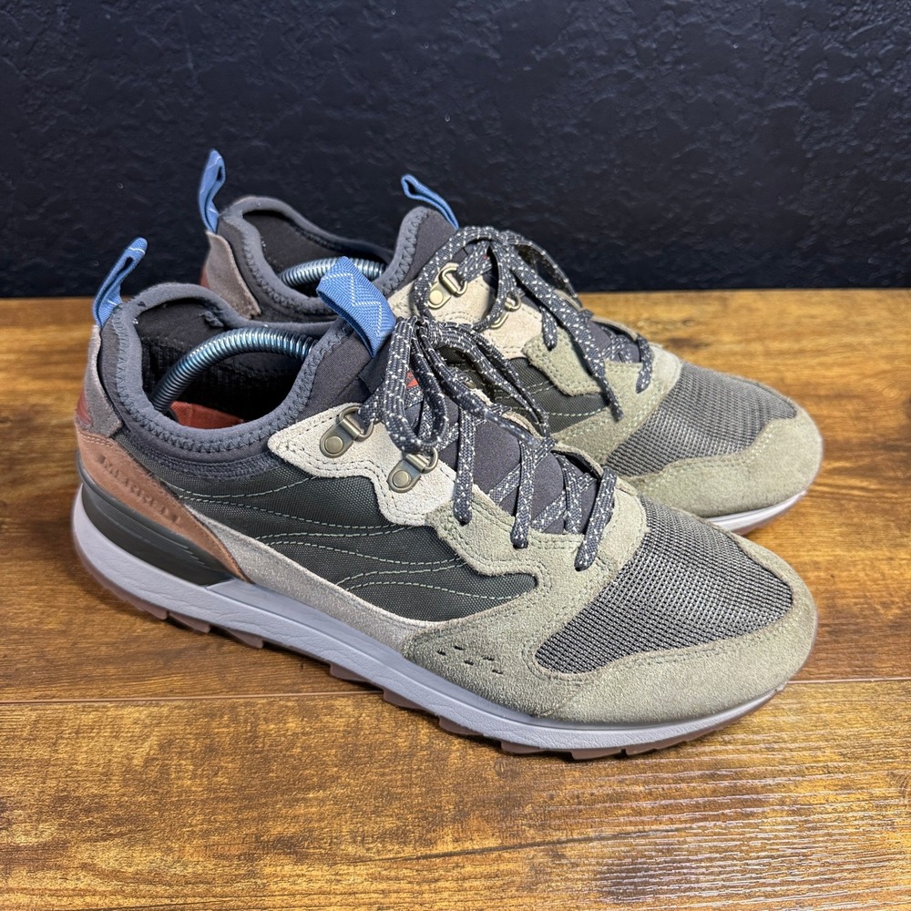 Merrell Alpine Sneaker J16692 Olive Green Suede Mesh Lifestyle Womens 8.5